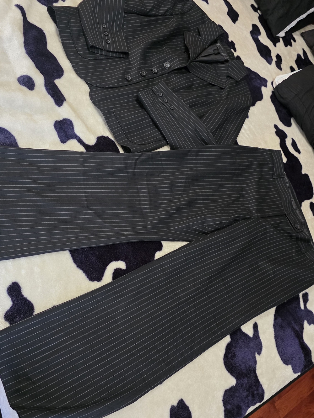 Apostrophe Black Pinstripe Two-Piece Suit Set
